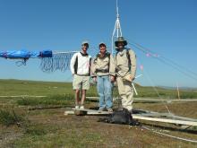 Nate Healey, Susan Steiner, Jose Luciani at site of trolley tower