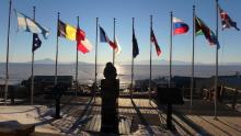 flags at chalet