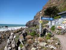 The little baches on the coast of New Zealand