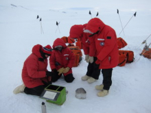 Assembling and lighting a stove on the Ice