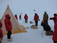 Tying a Scott tent down