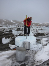 Chipping snow for water