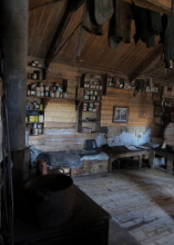 Inside the hut