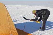 Staking the tent