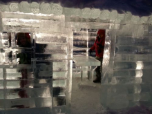 A log cabin made of ice