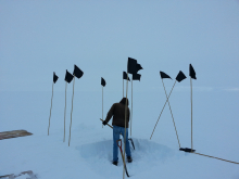 Digging in a snow pit