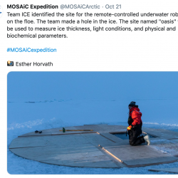 On a recent Twitter post from the MOSAiC Expedition, they shared an image of a hole where they will deploy an ROV to study what is under the sea ice. 