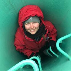 Heather Liwanag in Observation Tube in Antarctica