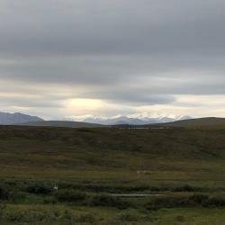 Sun's rays hit the Brooks Range early in the morning