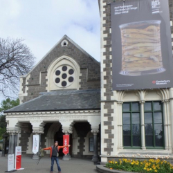 Amy Osborne in front of Canterbury Museum