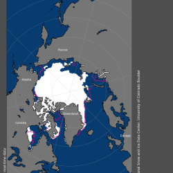 Chart of sea ice extent in July, 2020