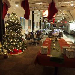 The galley decorated for Christmas