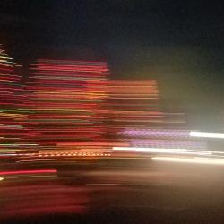 Excited, blurry photo of Christmas lights