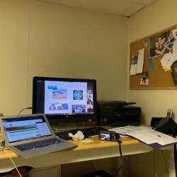 My desk for virtual training in my basement, which has been nicknamed "Boulder" for the week.