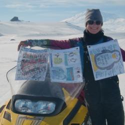 Rachel holding flags