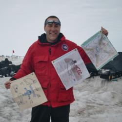 Gregg holding flags