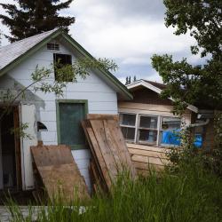 Houses on thawed permafrost