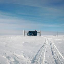 The IceCube Laboratory (ICL) seen from a distance.