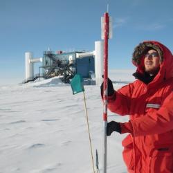 Me doing measurements at an IceTop station.