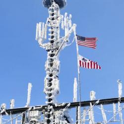 Hoarfrost on USCGC Healy mast