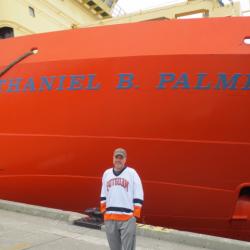 Dressing for game day with the NB Palmer behind