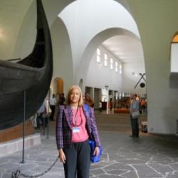 PolarTREC teacher Jackie Hams in the Viking Ship Museum