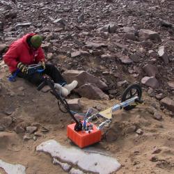 Photograph of Sean Mackay and GPR instrument