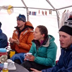 group in tent