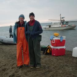 Carrie and Tara prepare to load and launch for another day of sampling.