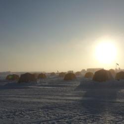 Tent city at midnight - last night at Summit Station