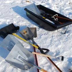 Tools to shovel and move snow.