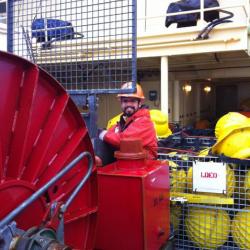 Juan Botella operating the winch