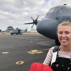 Lesley outside of LC-130