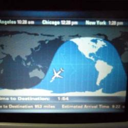 Flight path screen on the Quantas flight