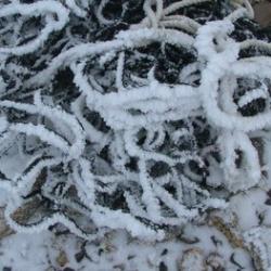 Hoar frost coating the helicopter sling.