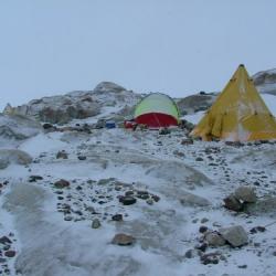 Recent snow on our camp at Mt. Hope.