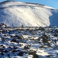 Iceland rocks and snow.