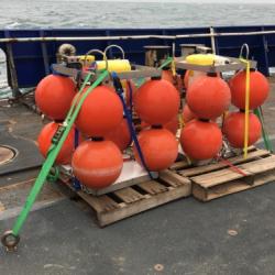 Moorings strapped to the deck with upcoming heavy weather! R/V Sikuliaq. 