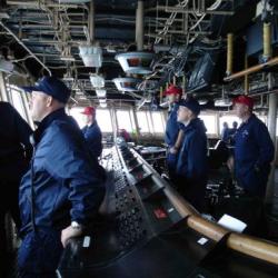 Concentration on the bridge of U.S.C.G.C. Healy