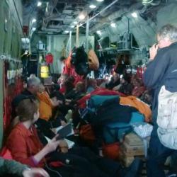 Inside of a packed C-130