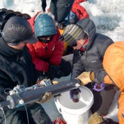 Transferring water samples from the niskin to bottles