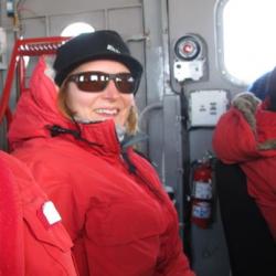 Megan Krusor arriving at McMurdo Station.