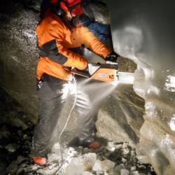 Miriam Jackson taking an ice sample