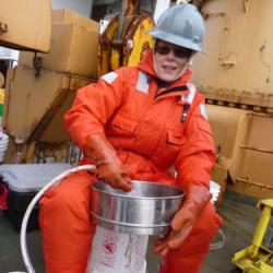 Sieving mud.